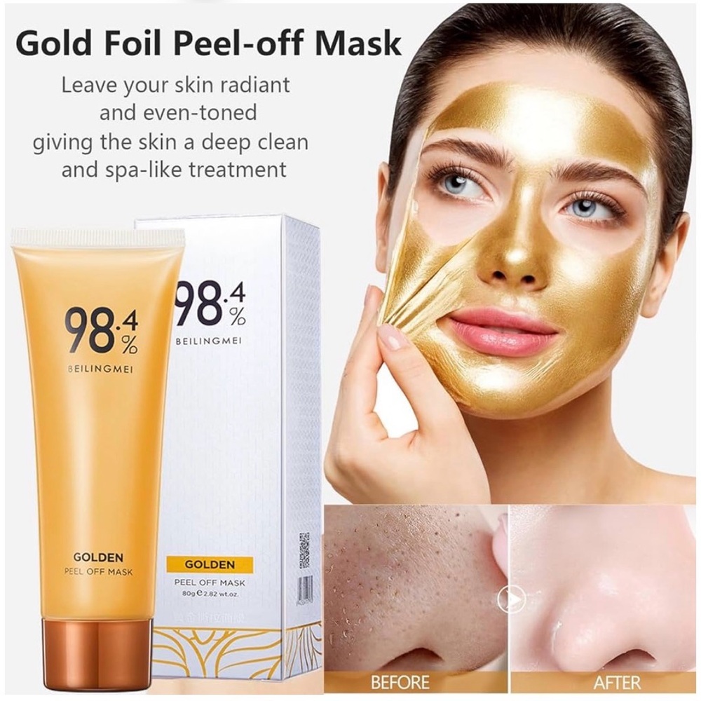 Gold Peel Off Mask, 98.4% Gold Foil Peel-Off Face Mask